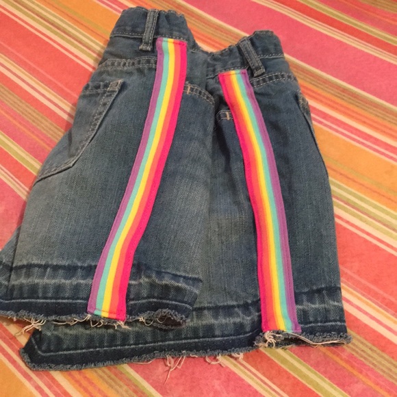 Rainbow sided striped jeans shorts - Picture 5 of 7